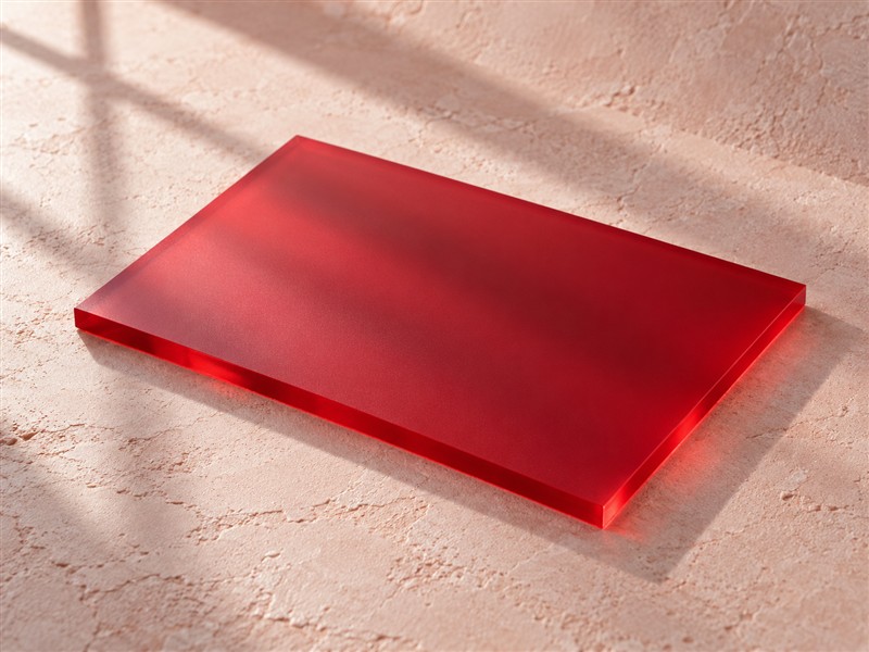 Acrylaat pl transp rood satijn : 3 mm